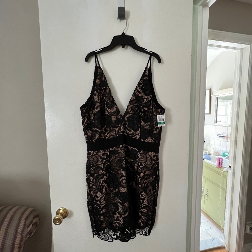 Black With Nude Lace Overlay Dress